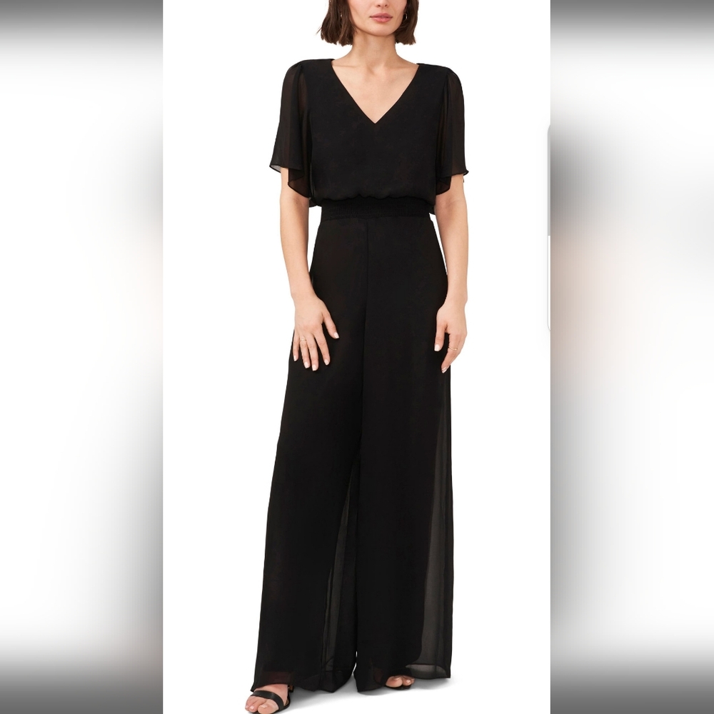 Halogen Black Chiffon Jumpsuit